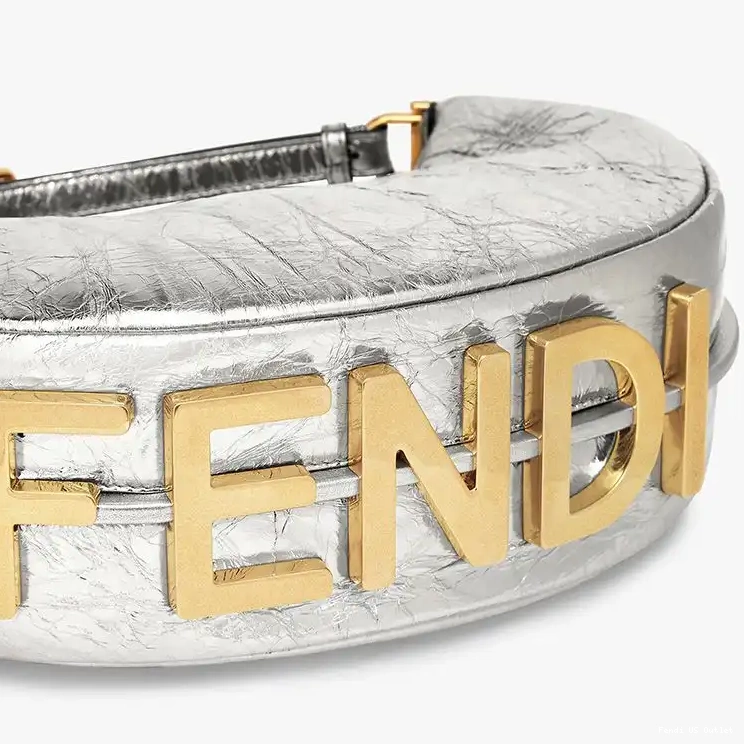 Affordable HOT Leather In Fendi Silver Calf Small Bag Hobo Fendigraphy 0706